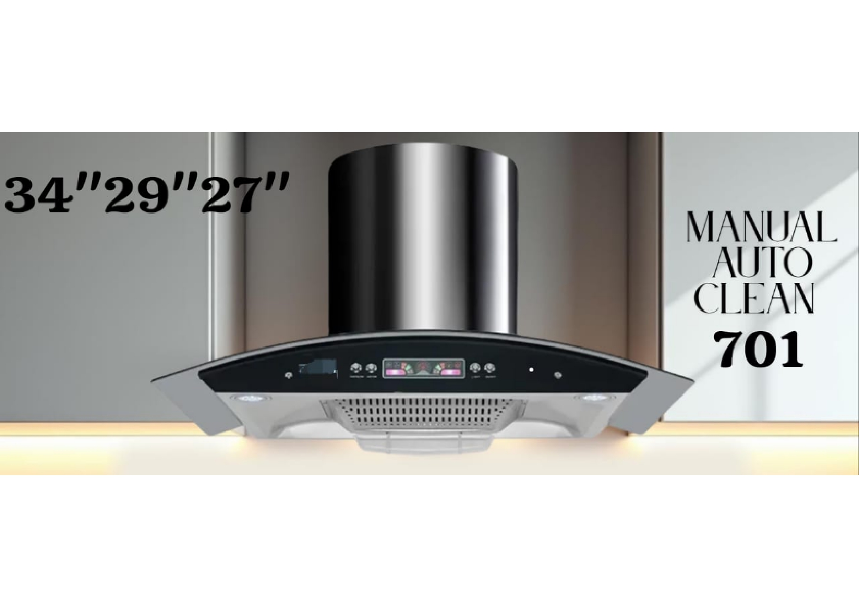 Smart Kitchen Hood with Touch Control Panel & Digital Display