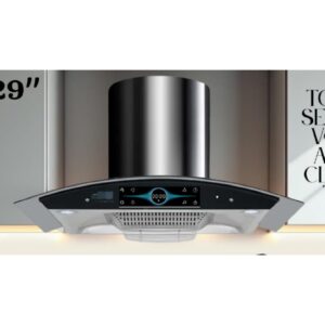 Stainless Steel Kitchen Range Hood with Tempered Glass Canopy