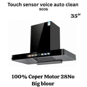 Modern Built-In Curved Glass Kitchen Chimney Touch Sensor Voice auto