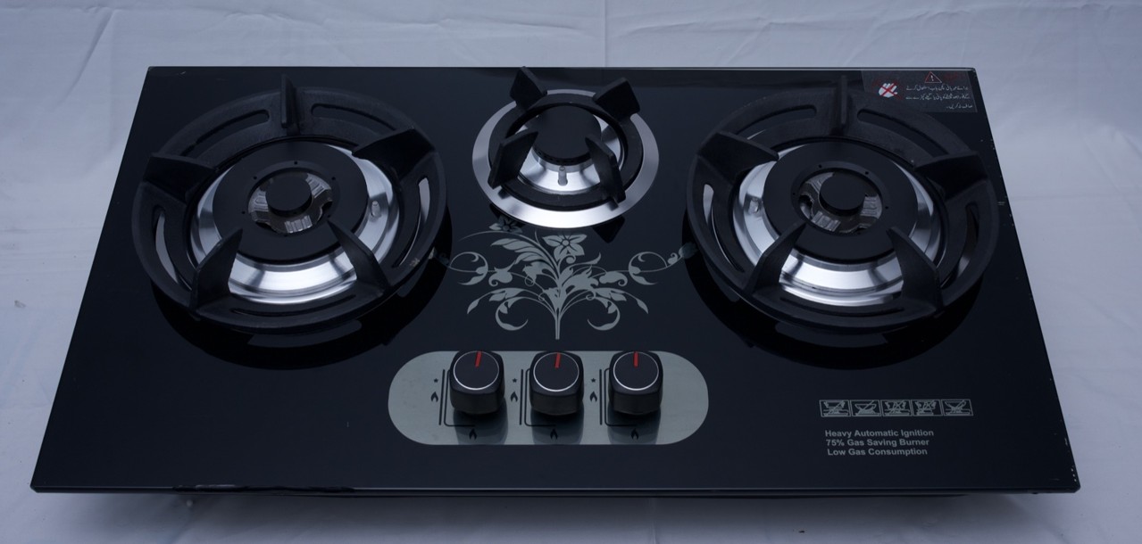 Sleek Built-in Gas Hob - Tempered Glass Top with Efficient Burners