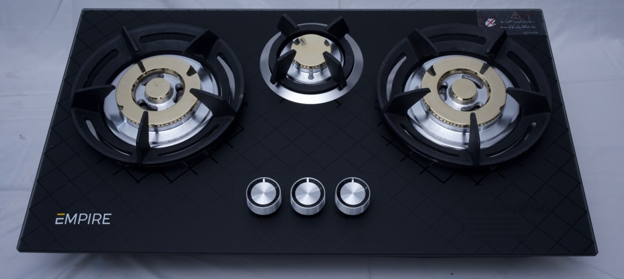 Elegant Built-in Glass Top Kitchen Gas Stove (Triple Burner)