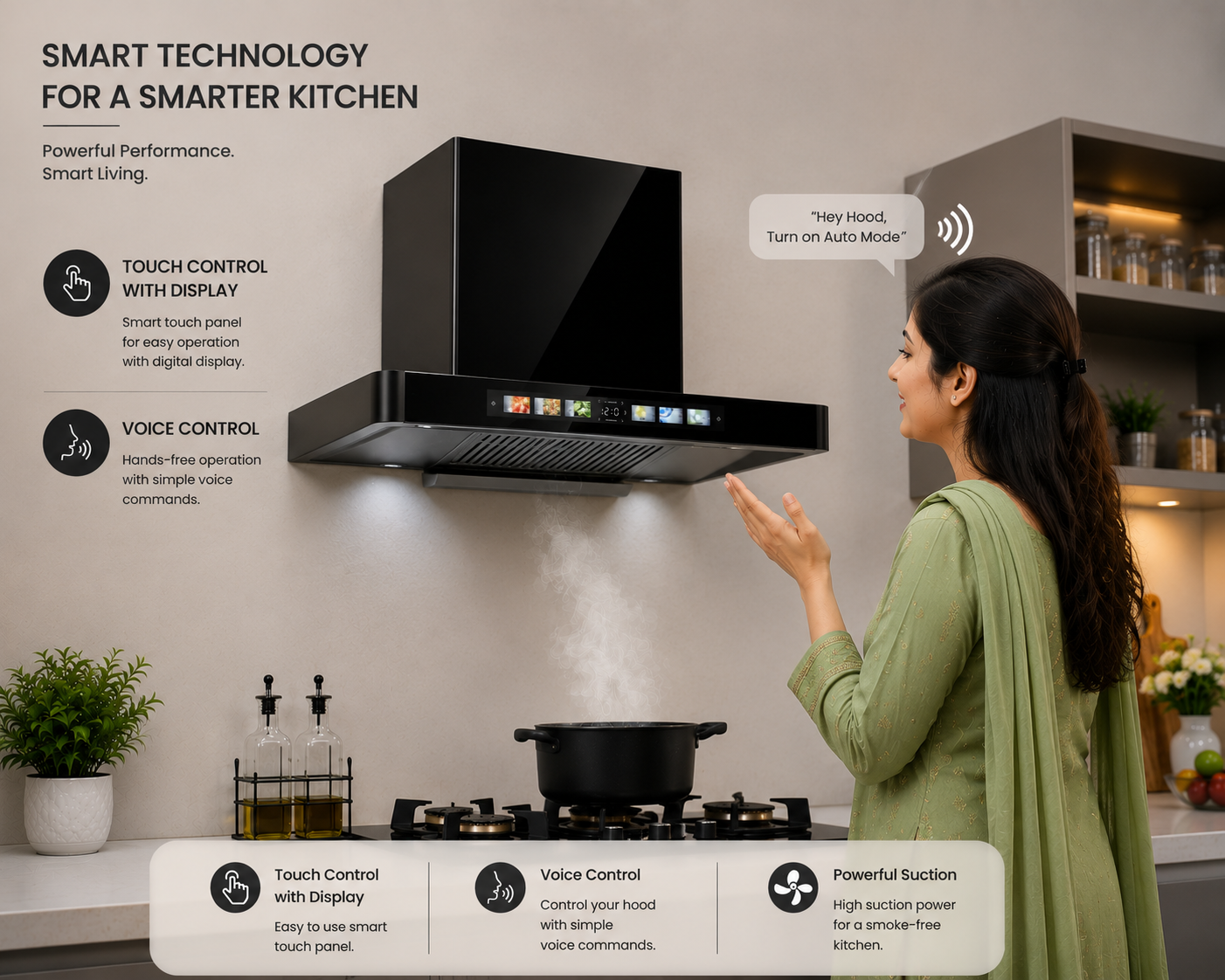 Empire Kitchen Hood Voice, Touch, Hand Sensor, Auto Clean (Copy) (Copy)