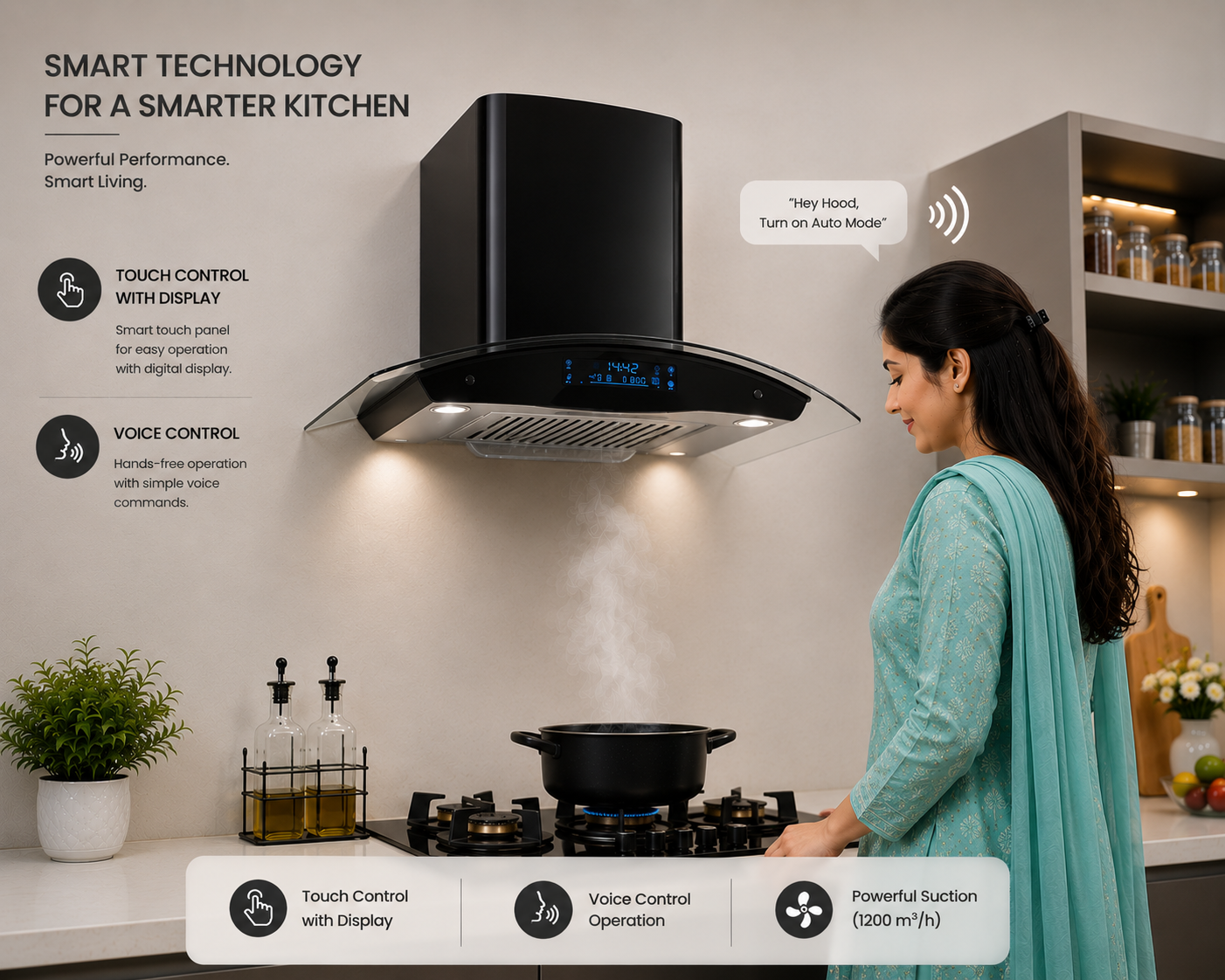 Empire Kitchen Hood Voice, Touch, Hand Sensor, Auto Clean (Copy) (Copy)