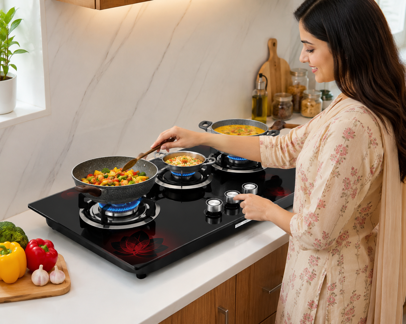 Empire Glass Hob with Tripple Burner