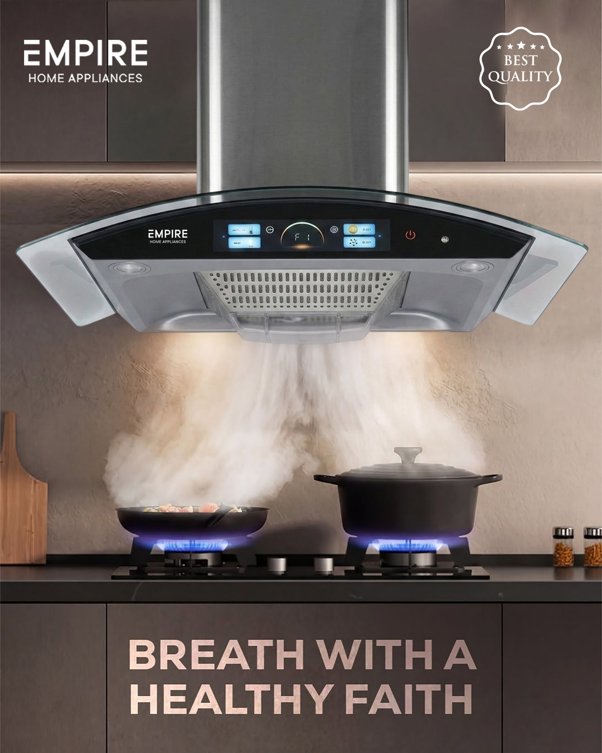 Empire Kitchen Hood Voice, Touch, Hand Sensor, Auto Clean